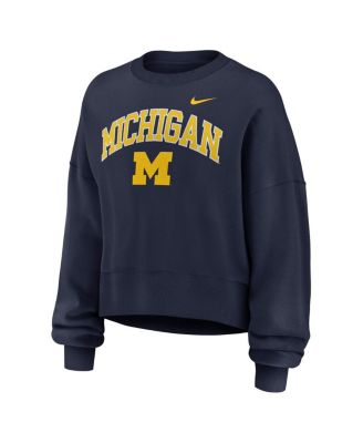 Women's Navy Michigan Wolverines Oversized Phoenix Arch Pullover Sweatshirt
