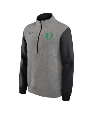 Men's Heather Gray/Black Oregon Ducks Club Fleece Half-Zip Pullover Sweatshirt