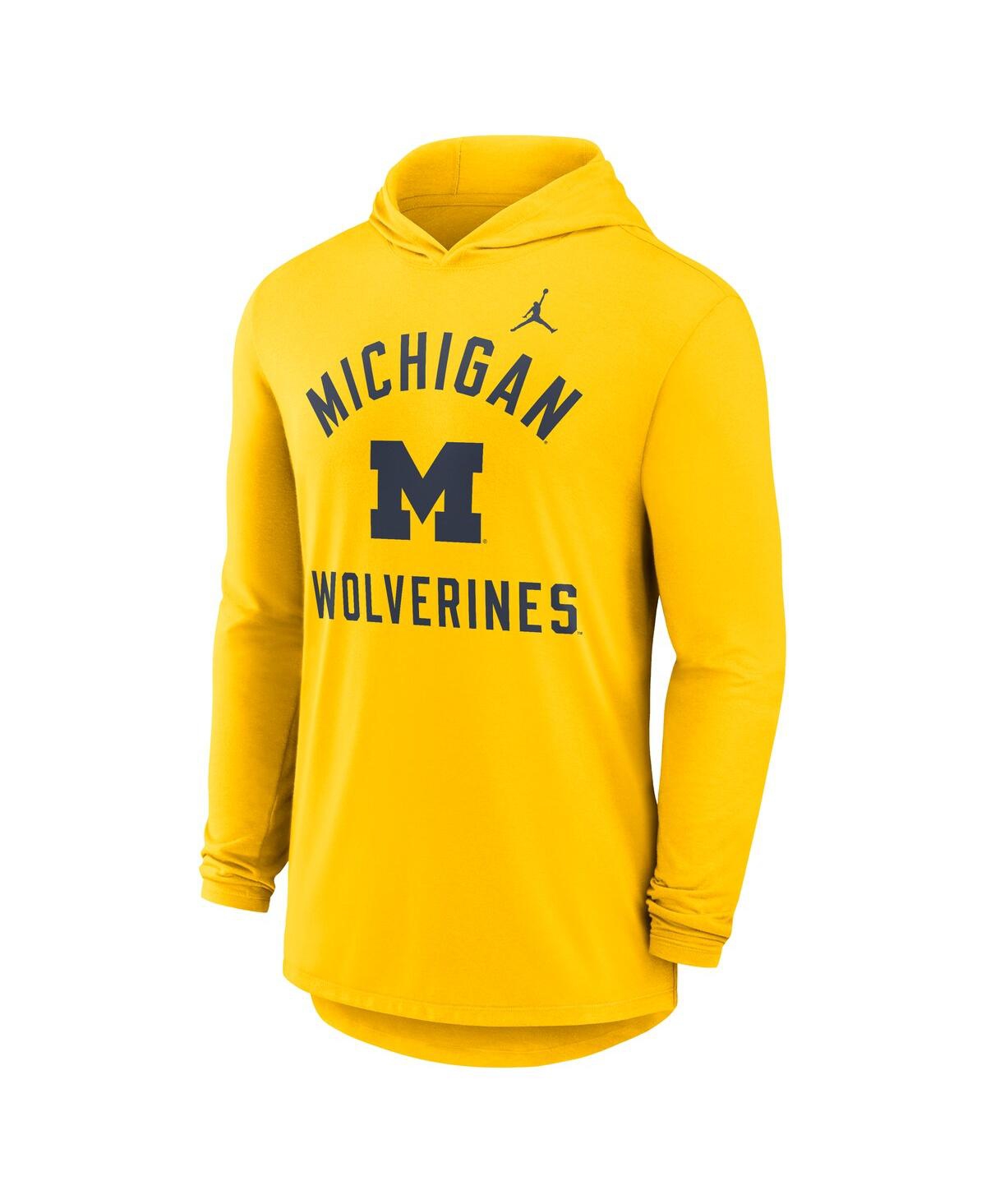 Jordan Men's Michigan Campus Arch  Brand Dri-fit College Long-sleeve Hooded T-shirt In Yellow