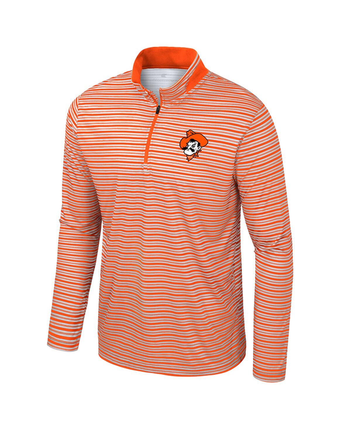 Colosseum Men's Orange Oklahoma State Cowboys Striped Quarter-zip Top In Pink