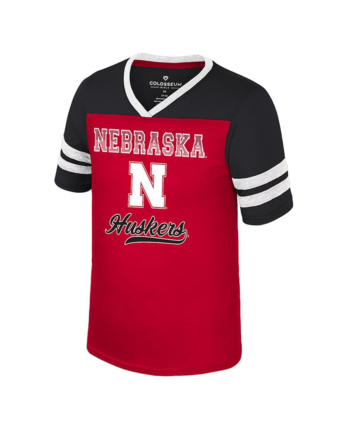 Colosseum Big Girls Scarlet Nebraska Huskers Princess Bubblegum Bling T-shirt In Red