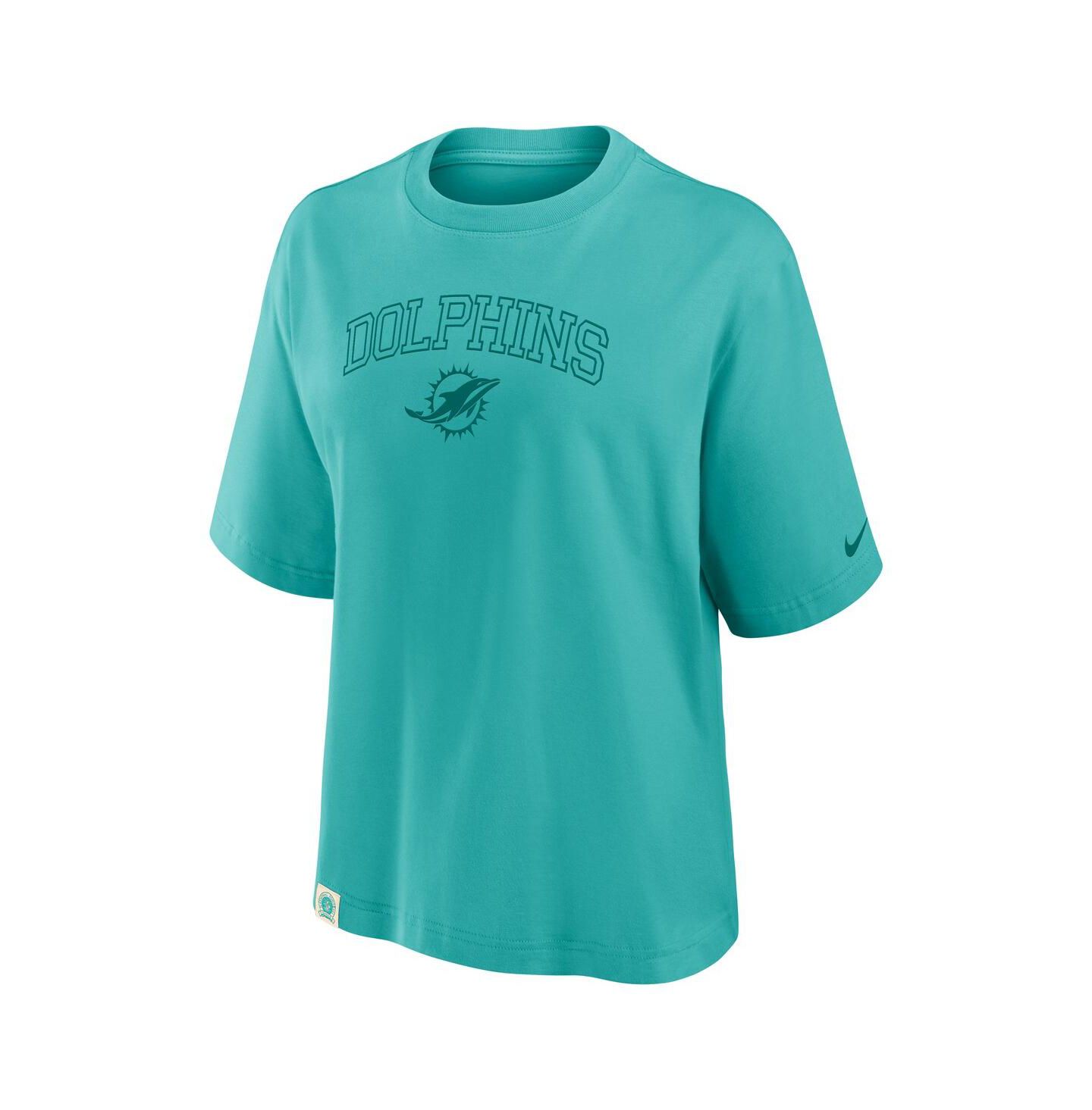 Женская футболка Nike Aqua Miami Dolphins Glory Arch Boxy — фото 2