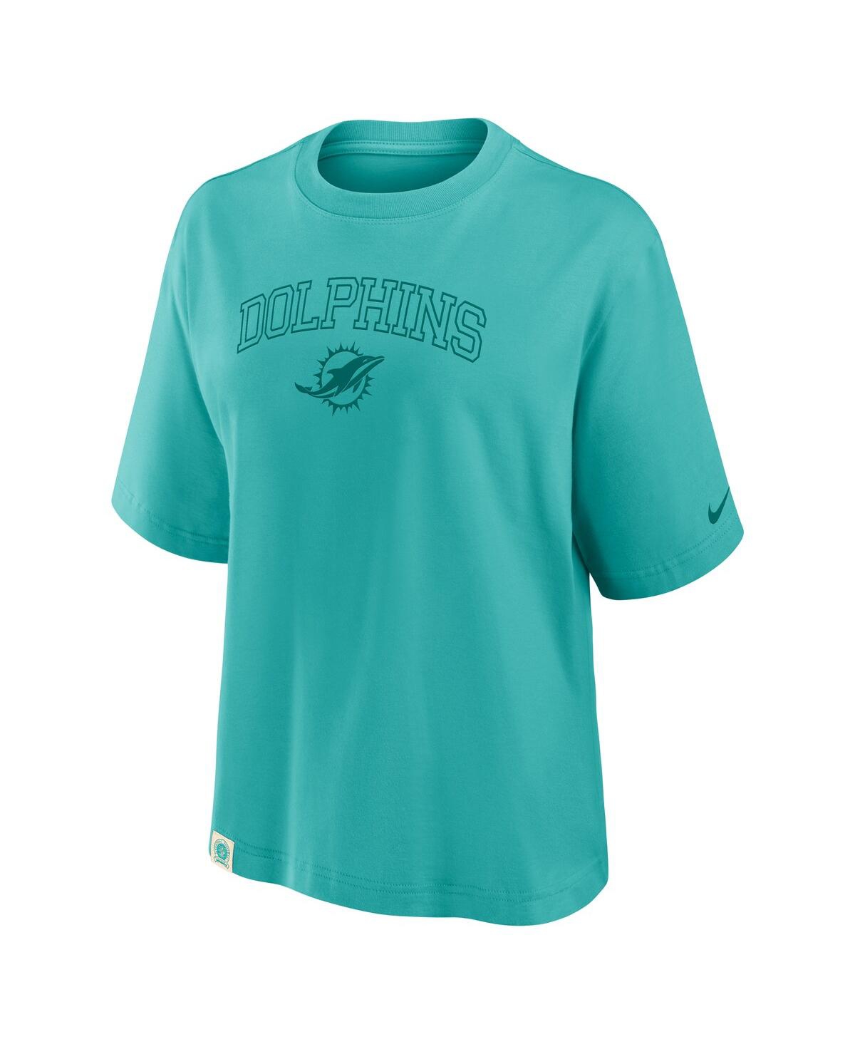 Nike Women's Aqua Miami Dolphins Glory Arch Boxy T-Shirt
