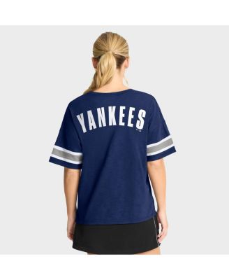 Women's Navy New York Yankees Curl Route T-Shirt
