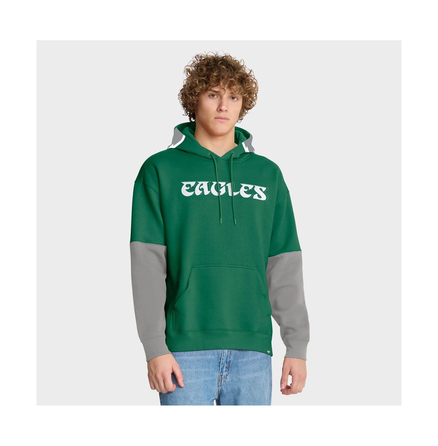 Мужское худи Fanatics Kelly Green Philadelphia Eagles Helmet Retro Pullover — фото 2