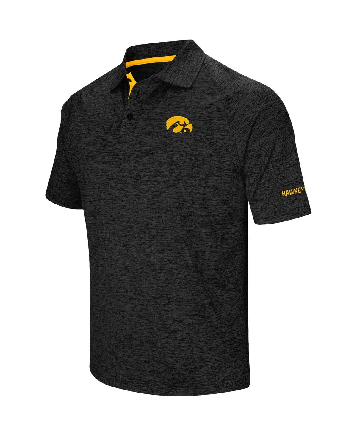 Colosseum Men's Black Iowa Hawkeyes Down Swing Polo Shirt