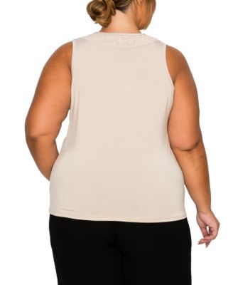 Plus Size Cheetah Burnout Contrast Neck Inset Tank Top