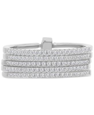 Cubic Zirconia 5 Rows Ring (0.945 ct.t.w.) in Sterling Silver
