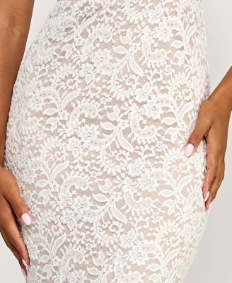 Juniors' Lace Corset Sleeve Slim Midi Dress