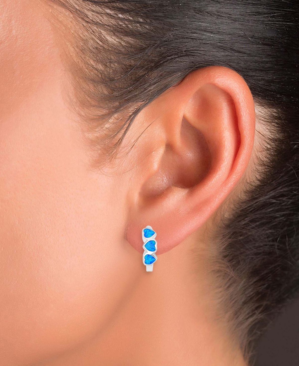 Macy's Heart Shape Opal Earrings (0.32 Ct.t.w.) In Sterling Silver In Metallic