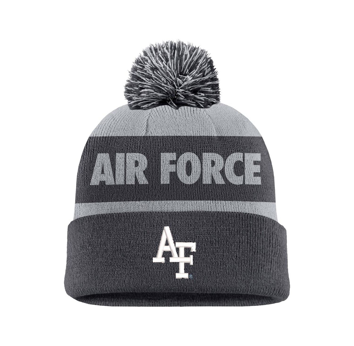 Men's Charcoal Air Force Falcons Rivalry Shield Cuffed with Pom Knit Hat