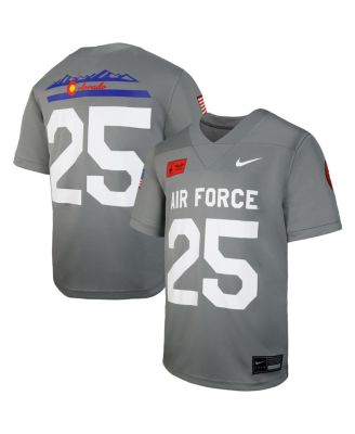 Nike - Big Boys and Girls 25 Gray Air Force Falcons APLS Fighting Falcon Collection Football Game Jersey