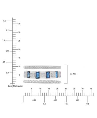 Diamond (0.129 ct. t.w.) and Blue Sapphire (0.592 ct. t.w.) Ring in Sterling Silver