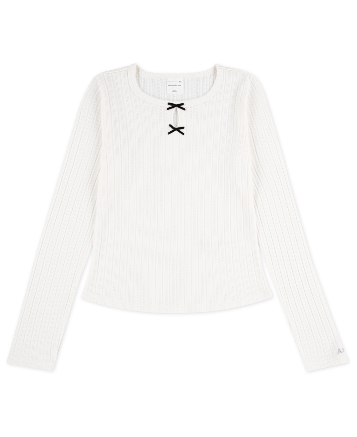 abercrombie kids Girls Double Bow Pointelle Long Sleeve Top