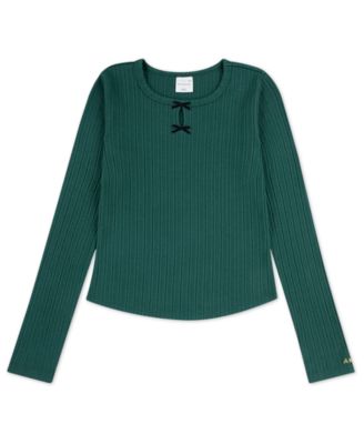 Girls' Double Bow Pointelle Long-Sleeve Top