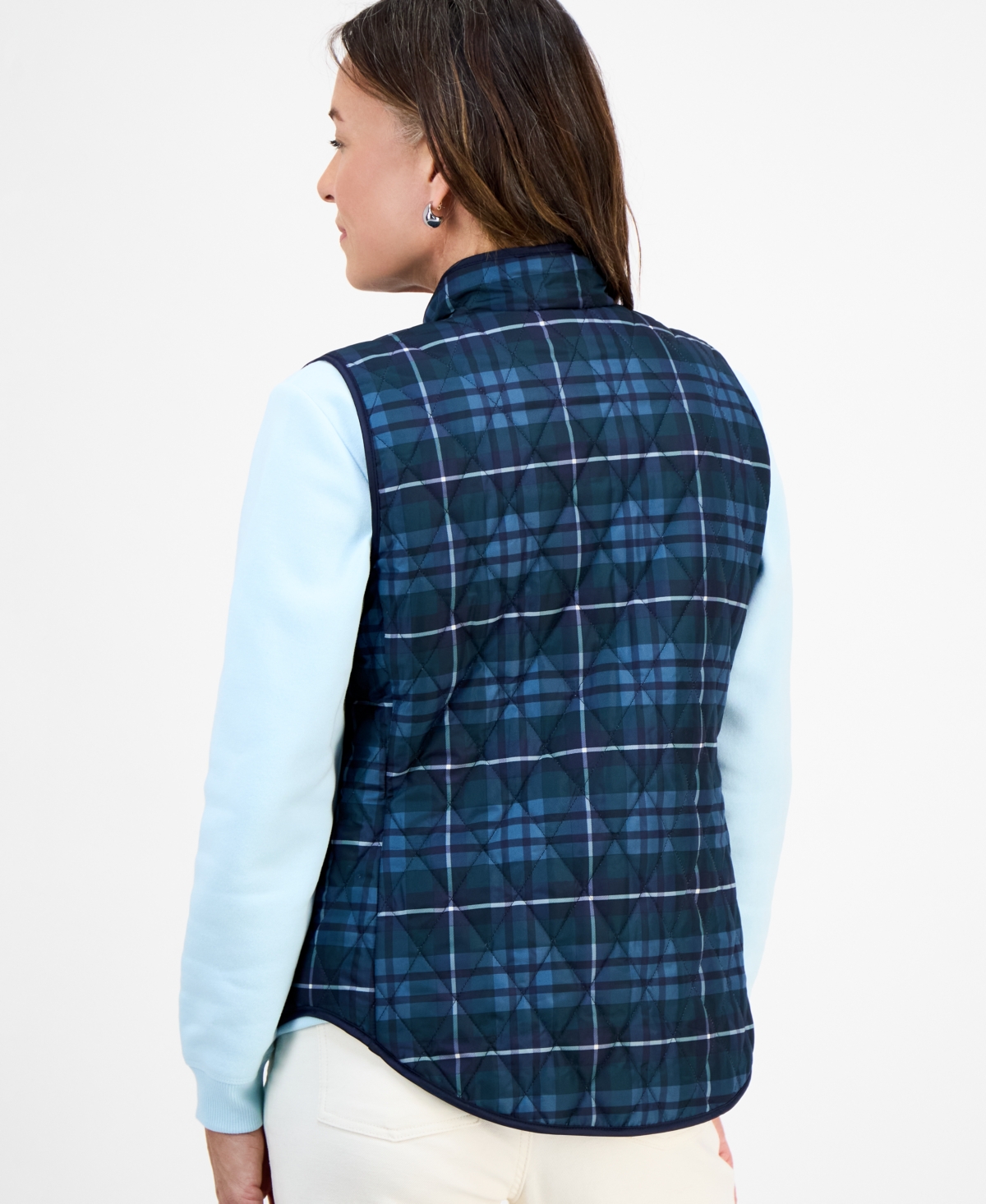Style & Co Petite Quilted Vest, Created For Macy's In Blue