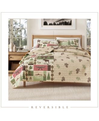 Wildlife Patchwork Microfiber Quilt Set With Shams