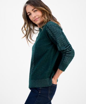 Petite Shine Cable-Knit Sweater, Macy's Exclusive