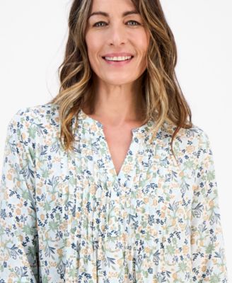 Petite Romance Ditsy Pintucked Top, Macy's Exclusive
