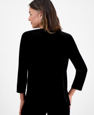 Petite Velvet Boat-Neck Top, Macy's Exclusive