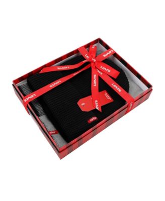 Men's 2-Piece Waffle Knit Beanie and Buffalo Plaid Scarf Gift Set