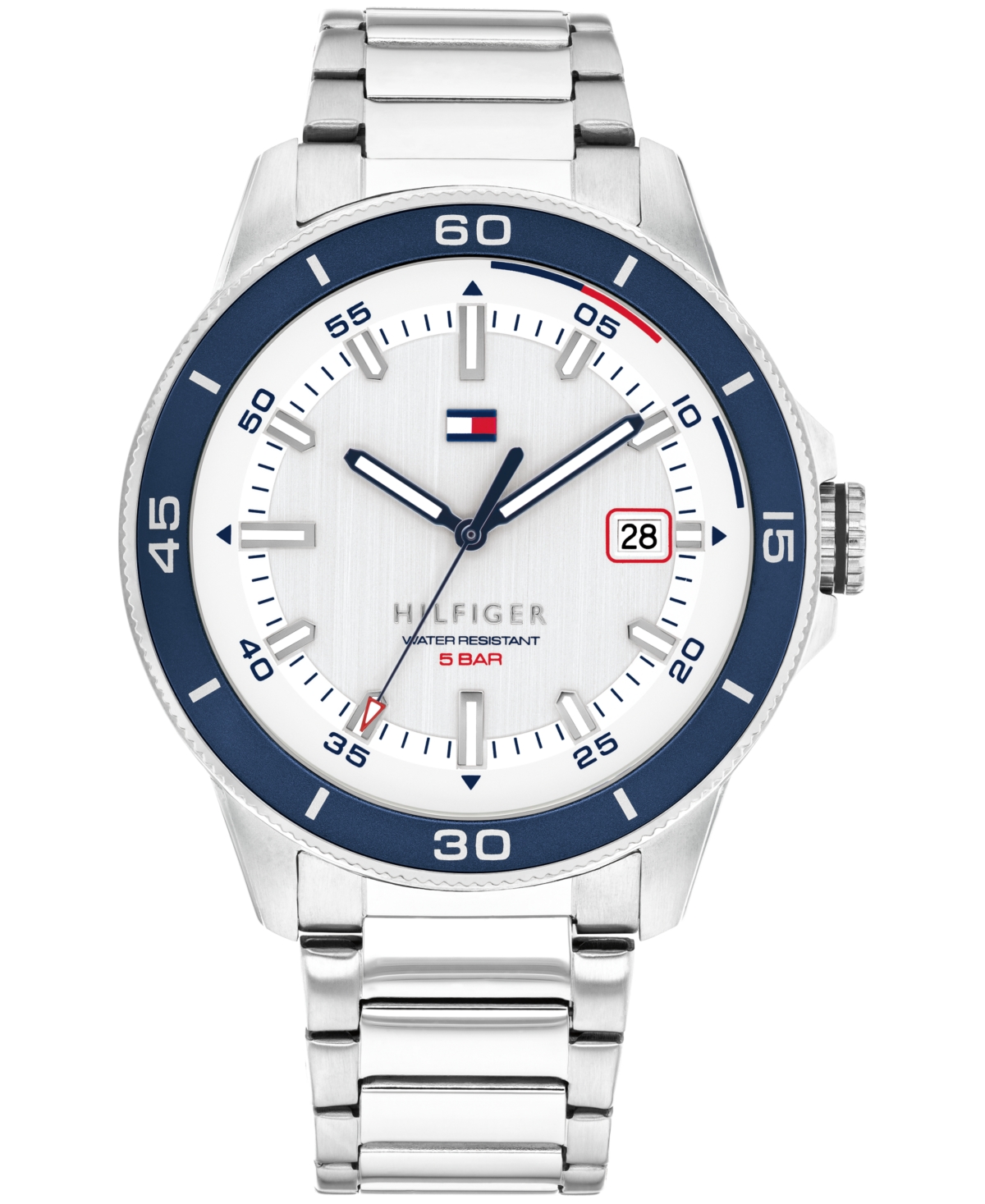 Tommy Hilfiger Men's Quartz Silver Tone Stainless Steel Bracelet Watch, 43mm In Metallic