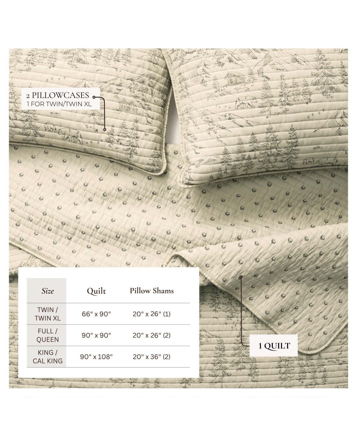 Linery & Co. Lodge Printed Microfiber Quilt Set with Shams
