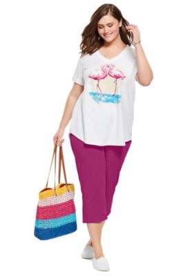 Plus Size Two-Piece V-Neck Tunic & Capri Set