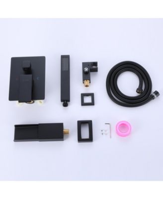 Waterfall Single-Handle 2 Sprayer Wall Mount Bathtub Shower Faucet in Matte Black