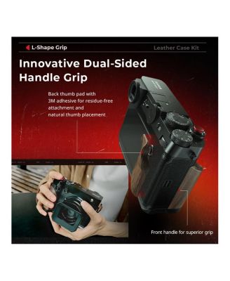 L-Shape Mount Plate with Wooden Handle for Fujifilm GFX100RF Camera