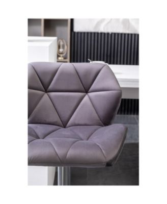 Gray Velvet Diamond Tufted Adjustable Barstools (Set of 2)