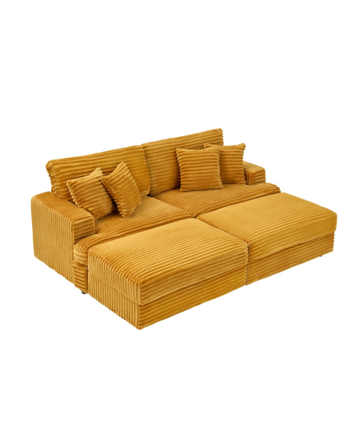 Streamdale 82 inches orange corduroy sofa, two storage feet +4 throw pillows, create a living room, office fashion new darling!