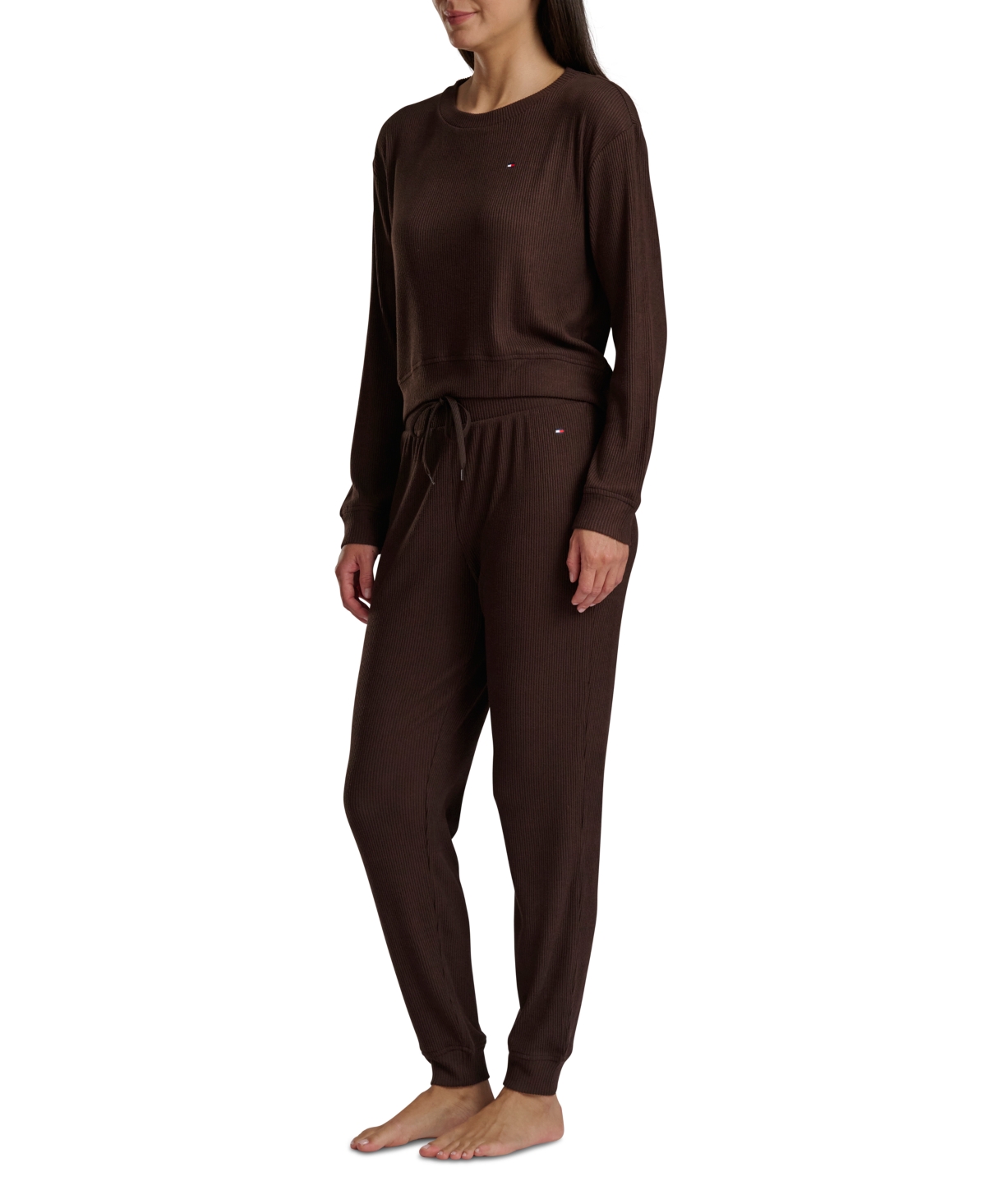 Tommy Hilfiger Women's 2-piece Long Sleeve Cardigan And Pants Set In Brown