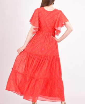Women's Red Tiered Maxi Dress