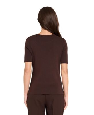 Petite Fine-Rib Crew Neck Sweater T-Shirt