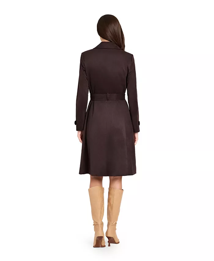 Petite Suede Long Sleeve Trench Coat - thumbnail 5
