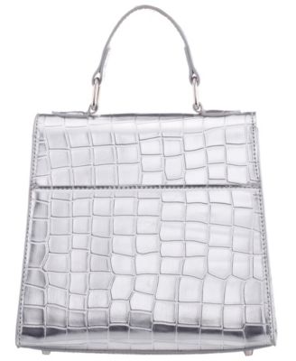 Mini Croco Embossed Magnetic Snap Satchel Bag