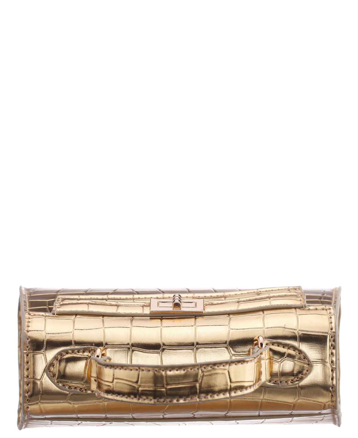 Nina Mini Croco Embossed Magnetic Snap Satchel Bag In Gold