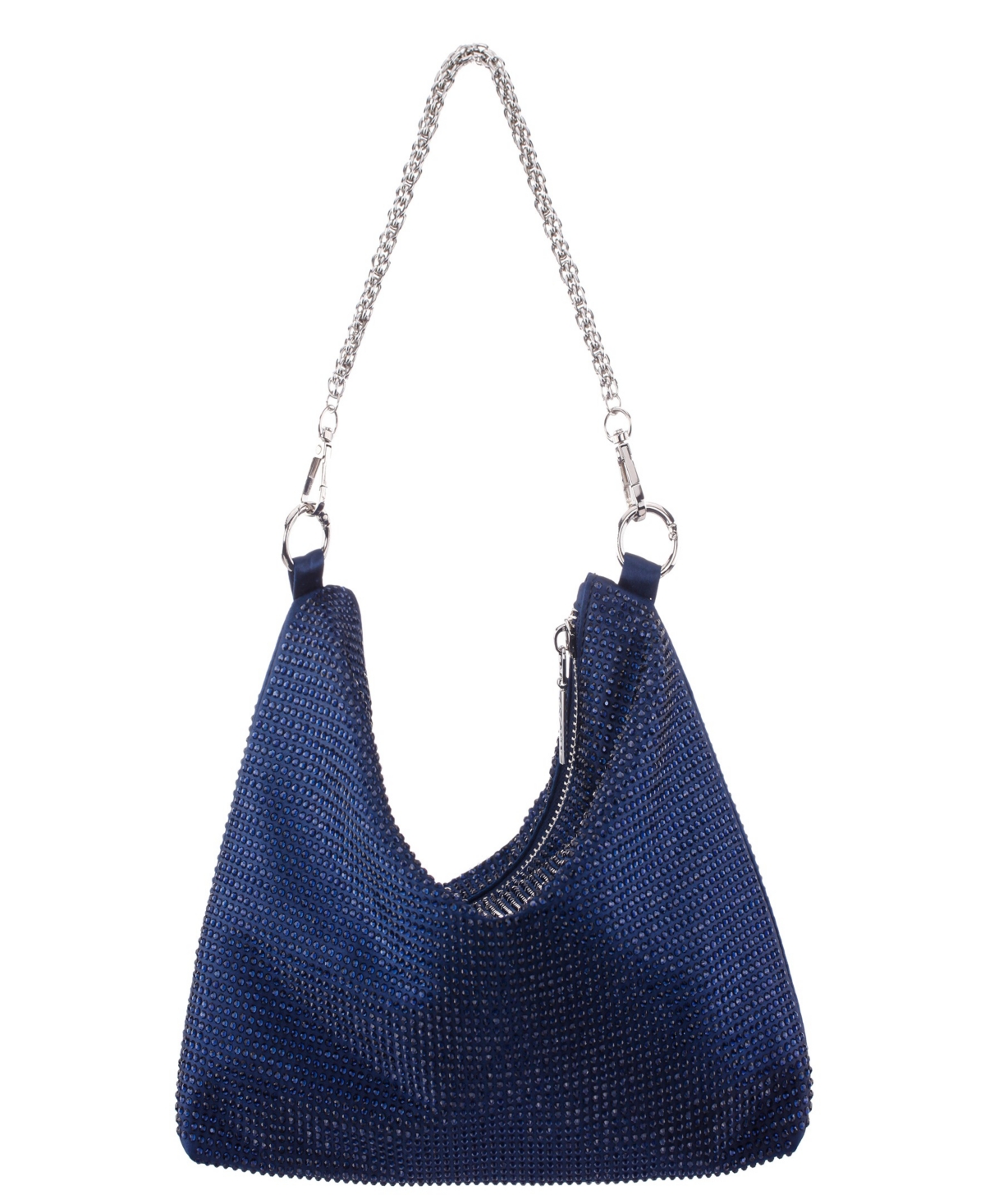 Nina Crystal Embellished Zipper Hobo Bag In Blue
