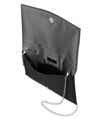 Crystal Embellished Flap Slim Magnetic Snap Clutch