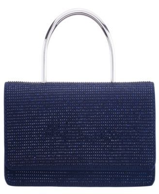 Elongated Crystal Magnetic Snap Satchel Bag