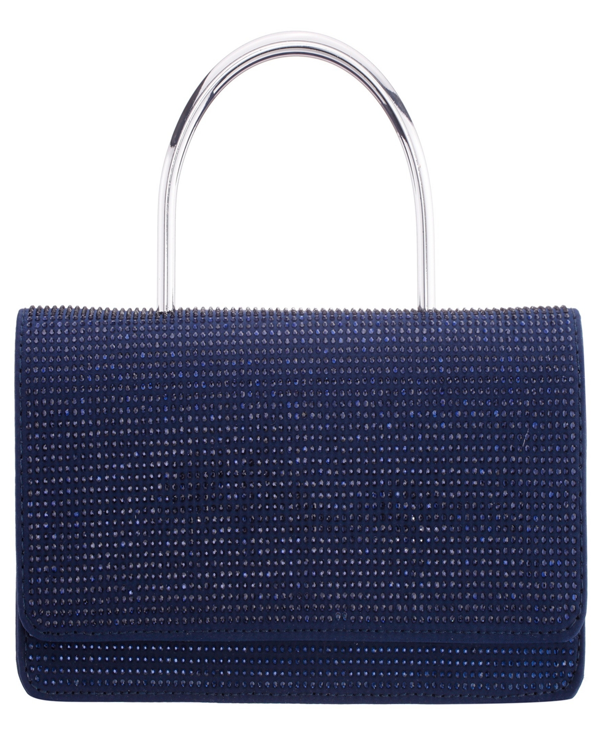 Nina Elongated Crystal Magnetic Snap Satchel Bag In Blue