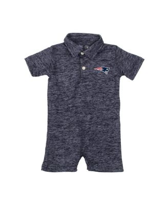 Wes & Willy - Baby Boys and Girls Navy New England Patriots Short Leg Cloudy Yarn Polo Bodysuit