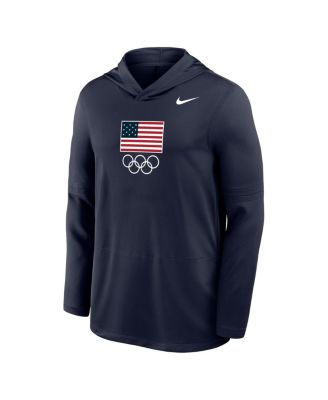 Men's Navy Lightweight Dri-FIT Long Sleeve Hoodie T-Shirt