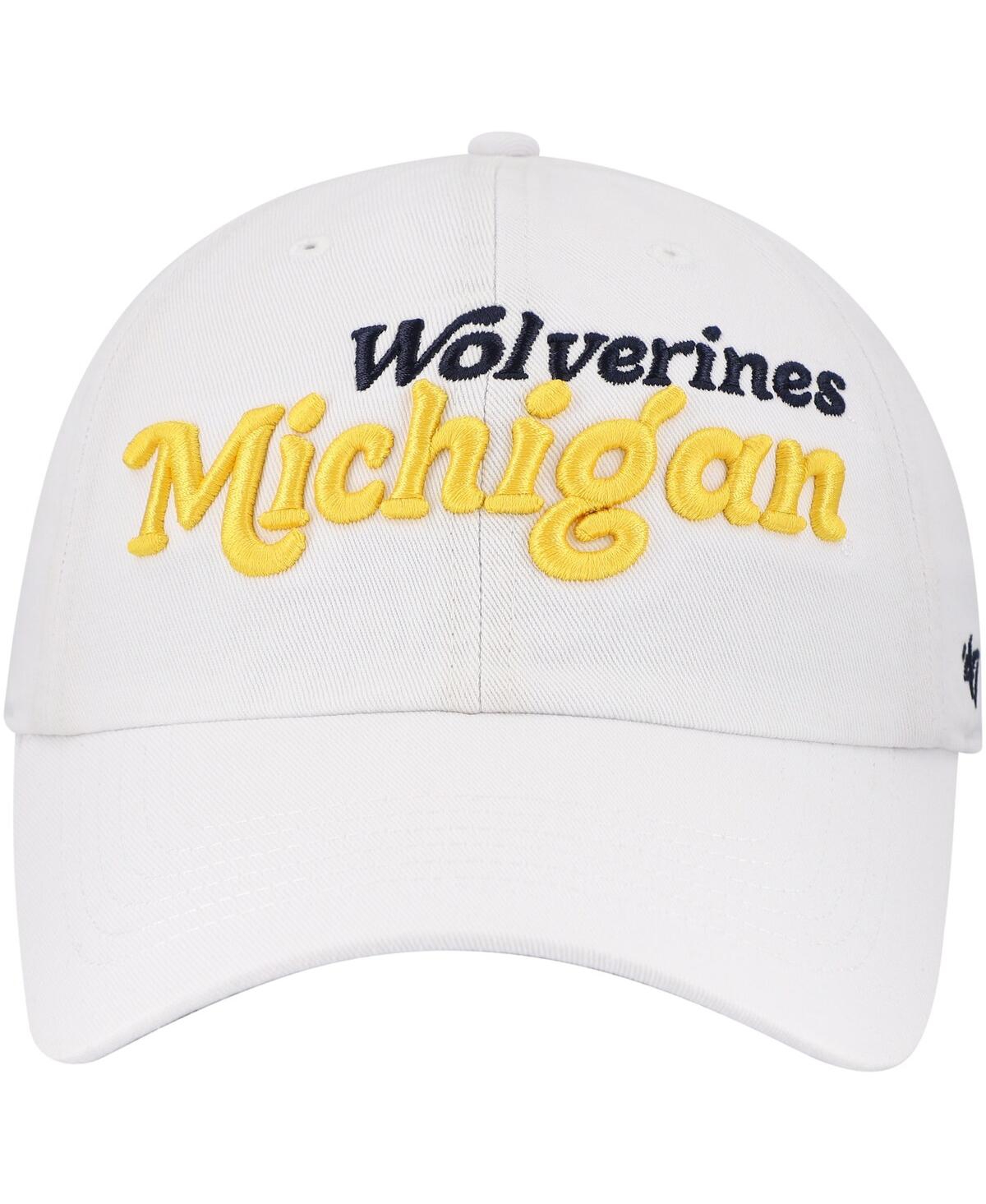 47 Brand Women's White Michigan Wolverines Pensacola Clean Up Adjustable Hat In White