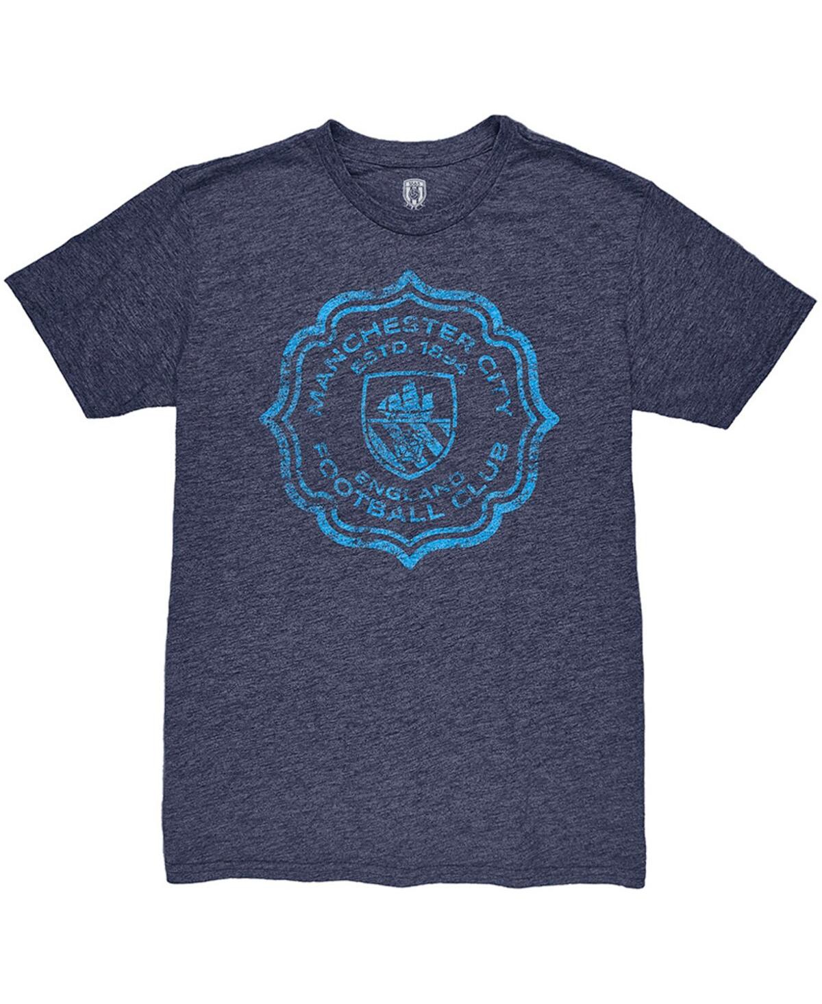 1863fc Men's Heather Navy Manchester City Retro Flourish Twisted Tri-blend Slub T-shirt In Blue