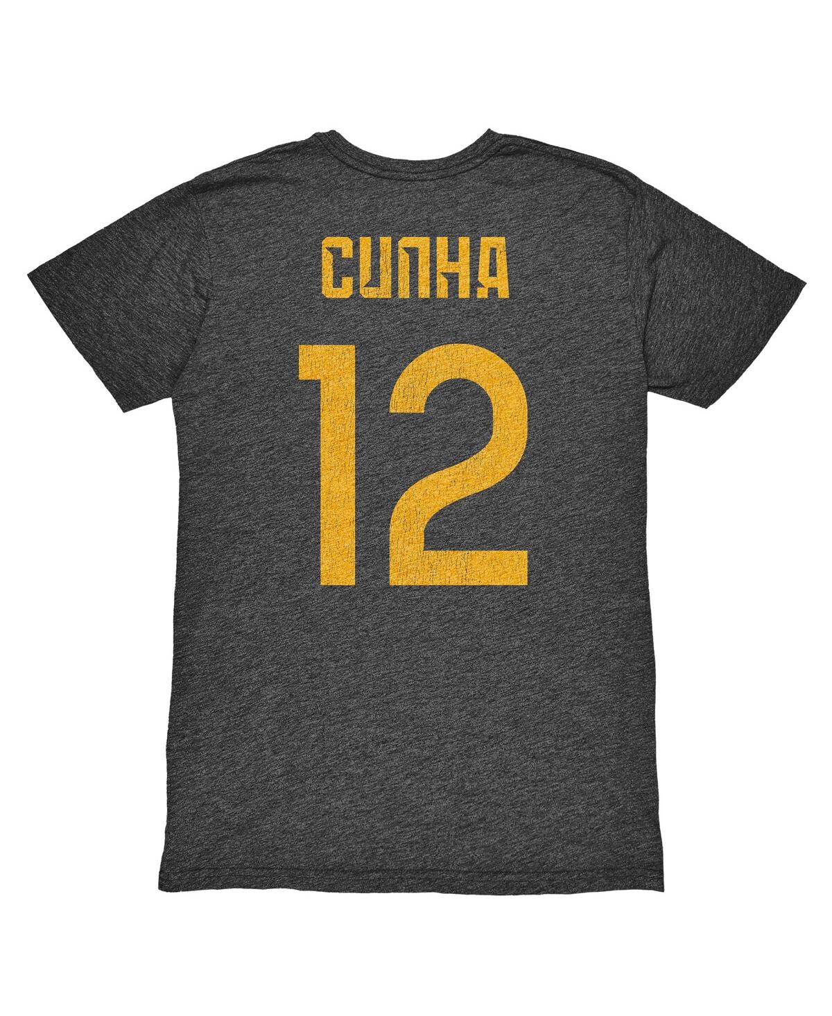 1863fc Men's Matheus Cunha Heather Black Wolverhampton Wanderers Player Name Number Twisted Tri-blend Slub  In Black