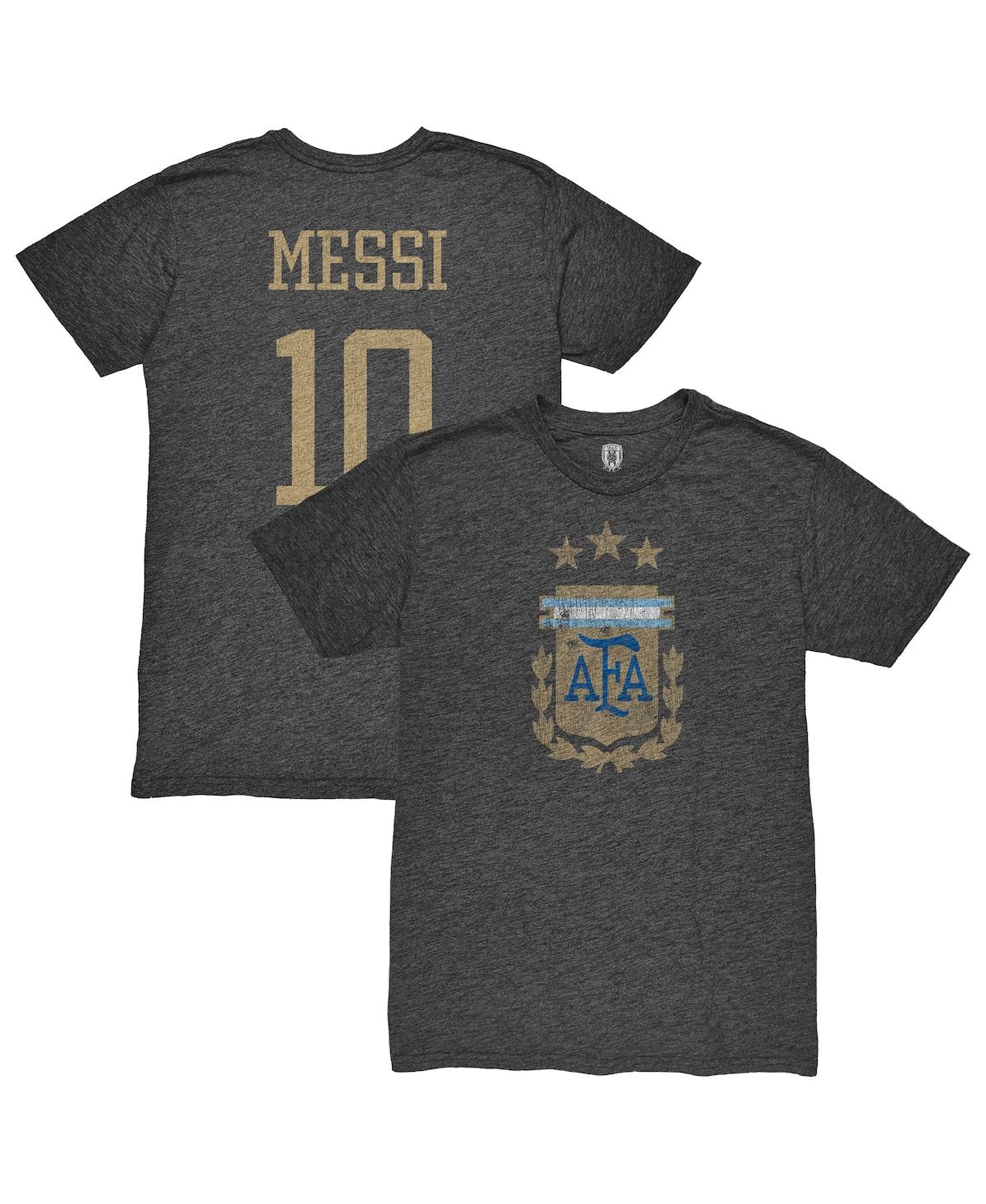 1863fc Men's Lionel Messi Heather Black Argentina National Team Player Retro Tri-blend T-shirt In Black