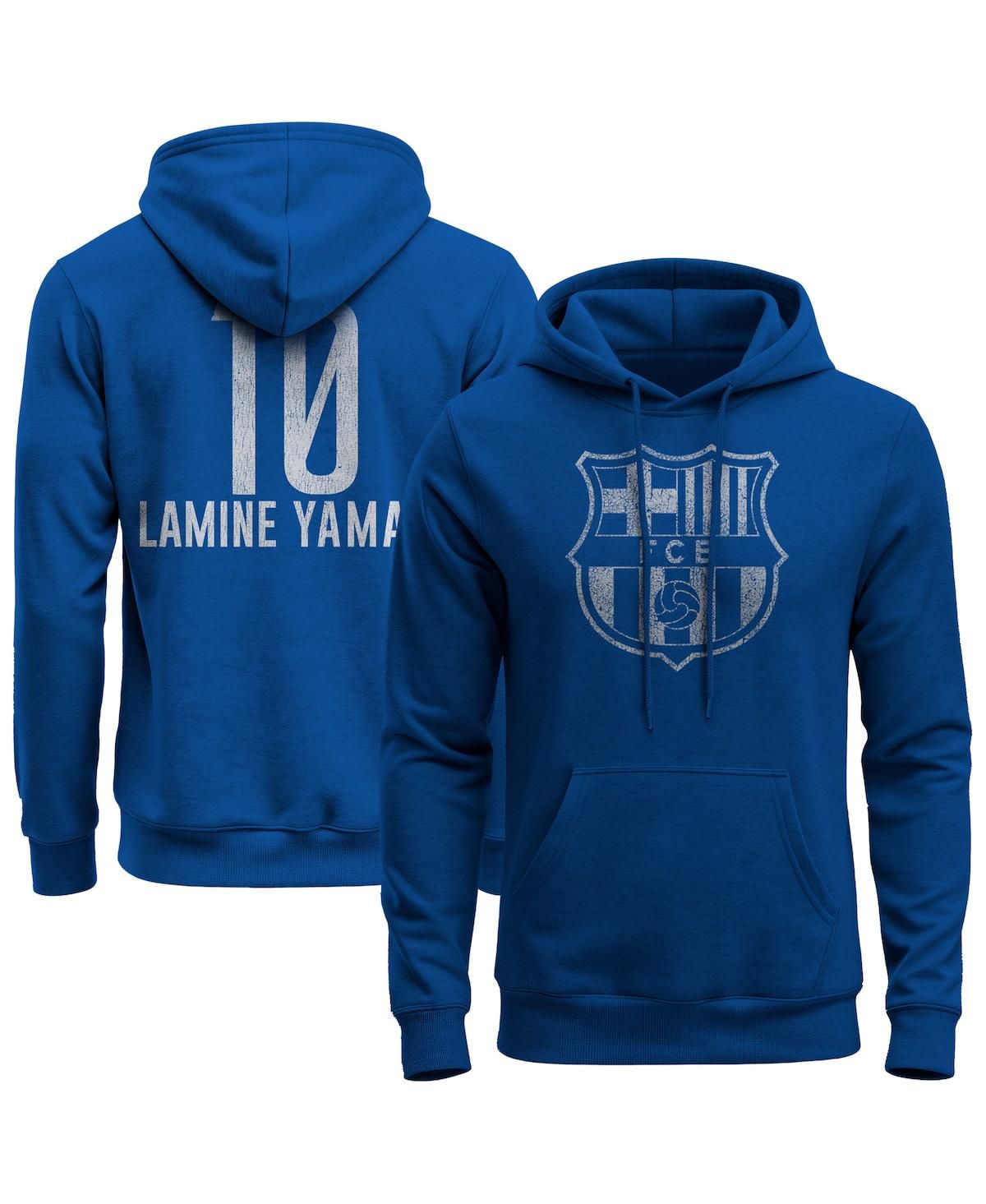 Мужская толстовка-пуловер из флиса Lamine Yamal Blue Barcelona Player с капюшоном