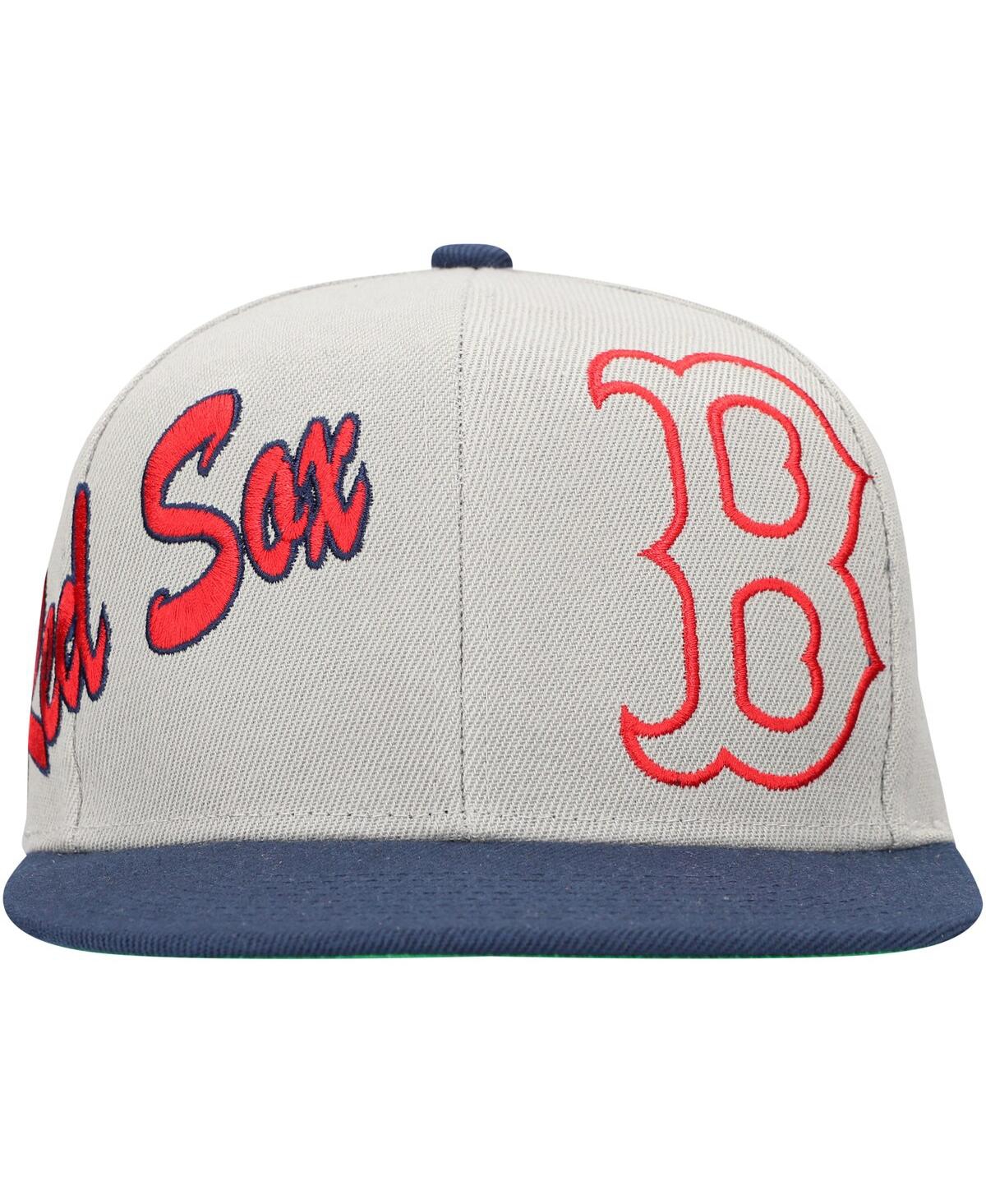Mitchell & Ness Men's Gray Boston Red Sox Knock Out Panel Snapback Hat In White